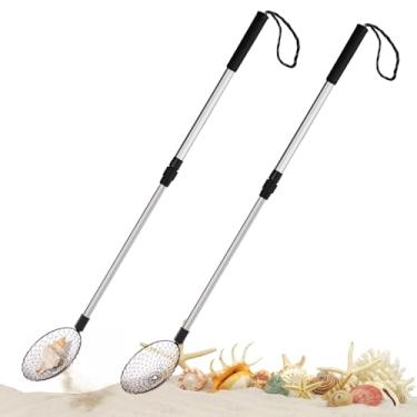 Imagem de WRINGKIT 2 Pack Beach Scoop Shovel and Sifter Tool, Sand Sifter for The Beach, Multifunctional Sea Shell Sifting Shovels Shell Scooper with Adjustable Handle for Picking Up Shells, Litter