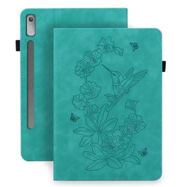 Imagem de Rosbtib Capa para Lenovo Tab P12 12,7 polegadas 2023, capa fólio de couro PU com suporte para lápis e compartimento para cartão para Lenovo Tab p12 - FloraBird Green