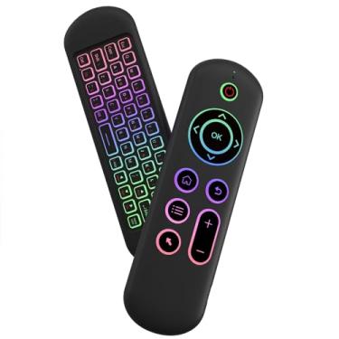 Imagem de LUVI Mouse Air Mouse com controle remoto Mini teclado sem fio 2.4G e BT5.2 com sensor de movimento retroiluminado recarregável compatível com Android TV Box/PC/Smart TV/projetor/PC tudo-em-um/Mac