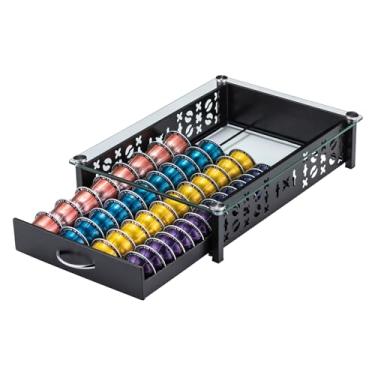 Imagem de ZCDCP Para suporte de cápsulas Nespresso, suporte de cápsulas Vertuo com tampa de vidro, organizador de cápsulas de café (capacidade para 40 cápsulas)