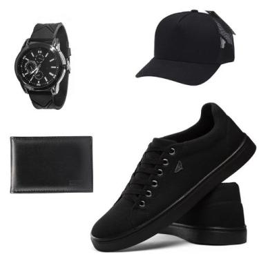 Imagem de Sapatenis Tenis Masculino Confortavel + Acessorios - REF, Preto, 42
