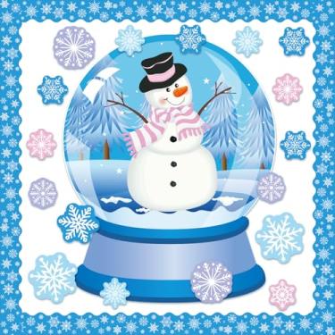Imagem de Epakh 199 peças de quadro de avisos de globo de neve, conjunto de decoração de inverno, recortes de globo de neve, boneco de neve, bola de vidro, decorações de sala de aula com pontos de cola, para