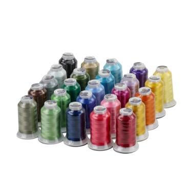 Imagem de ELEMENT Pacote arco-íris | Bandeja com 25 carretéis | Linha de bordado à máquina | carretel de 1000 m | 40 wt | Brilhante | Compatível com máquinas de costura Brother Babylock Janome Singer Pfaff