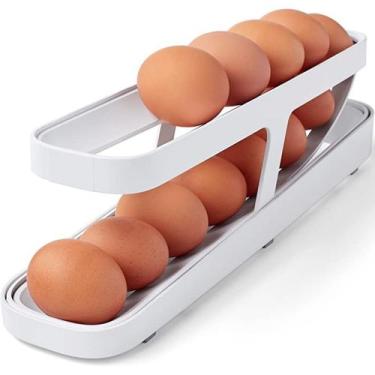 Imagem de Organizador de Ovos 2 Andares Dispenser Automático - TopChef, Branco