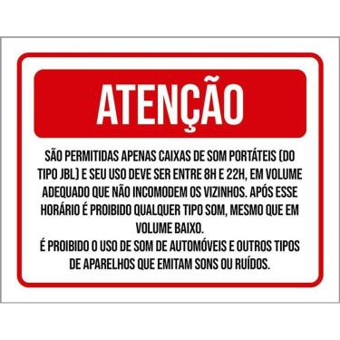 Imagem de Placa Sinalização - Atenção Caixas De Som Portáteis 36X46