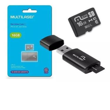 Imagem de Cartão De Memória 16gb Multilaser 2x1 Classe 10 Usb Mc162