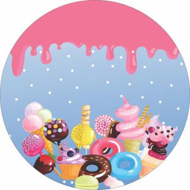 Imagem de Painel de Lona Redondo Doces e Sorvetes Lilás - Fabrika De Festa, 100x