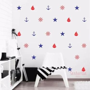 Imagem de Adesivo Decoração Quarto De Meninos Marinheiros Kit 70 Unid - pinkie