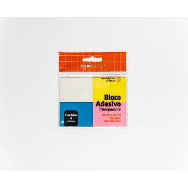 Imagem de Bloco de Notas Adesivo Transparente 38x50mm 4 Cores Jocar Office Anota