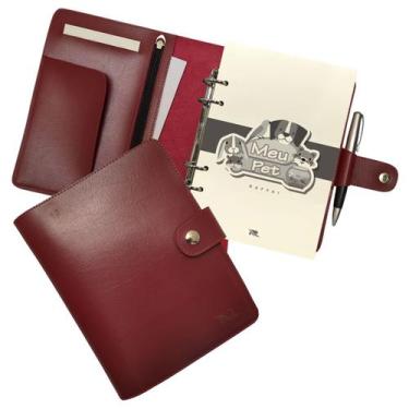 Imagem de Agenda Meu Pet 194-R Personalizada Raffai Couros, Vermelho