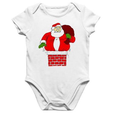 Imagem de Body Bebê Algodão Papai Noel Chaminé - Foca na Moda, Branco, M