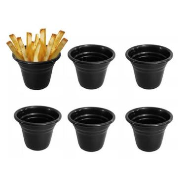 Imagem de Tigela Cumbuca Vasilha Mini Pote Preto 120ml Bar Petiscos 6un - VULCAO