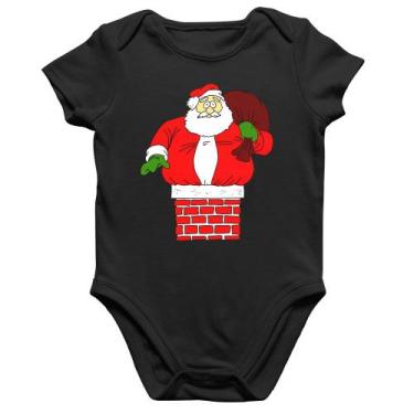 Imagem de Body Bebê Algodão Papai Noel Chaminé - Foca na Moda, Preto, P