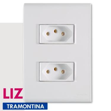Imagem de Kit c/ 10 tomada dupla 20a c/ placa 4 x 2 liz tramontina, Branco, Bivo
