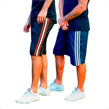 Imagem de KIT 2 Bermuda Tactel Masculina Treino Academia  - Ben20, M, Preto, Azu