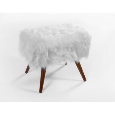 Imagem de Banqueta Puf Pelúcia Branco P/ Penteadeira Sala Quarto - OUTLET SHOP S