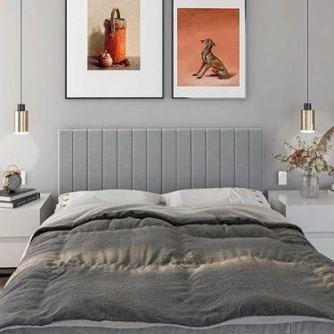 Imagem de Cabeceira Suspensa Cama Box Casal LUNA Suede 160x55 - CASA HP, Cinza