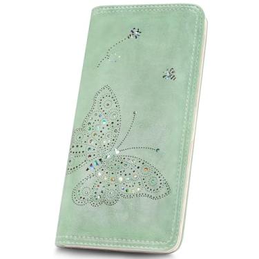 Imagem de KITEVIUN Carteira feminina RFID ultrafina fina carteira feminina compacta clutch longa feminina, 08 - hortelã-pimenta - verde, Moderno