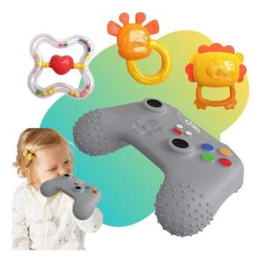 Imagem de Kit 3 Chocalho E Mordedor Controle Para Bebê 1ª Infância Nf - PaiseFil