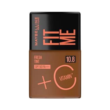 Imagem de Maybelline NY Fit Me Fresh Tint Base Líquida, Proporciona Efeito Glow Natural, Controla a Oleosidade e Uniformiza a Pele com Vitamina C e FPS 50, Cor 10.8, 30ml