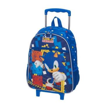 Imagem de Mochila De Rodas Sonic Infantil Meninos Escolar Passeio, Azul