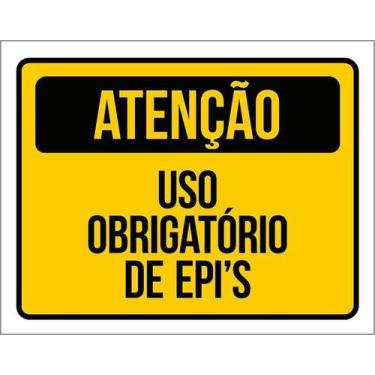 Imagem de Placa Atenção Uso Obrigatório De Epi'S Sinalização (27X35) - Sinalizo