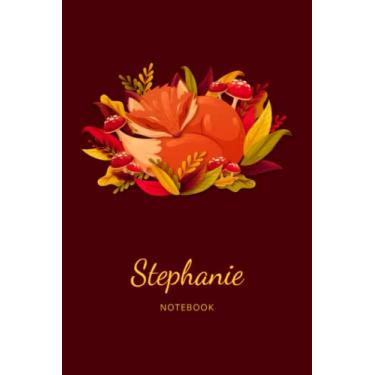 Imagem de Stephanie:Personalised Fox Name Notebook for Women Girls: Custom Name Journal for Girsl Sleeping Fox Notebook with Red Cover Autumn Leaves, Blank ... size 6x9, Happ Birth Day Gift for Girls Women