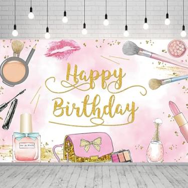 Imagem de Pano de fundo para maquiagem, spa, feliz aniversário, para meninas, mulheres, princesa, rosa, maquiagem, fundo fotográfico, faixa de aniversário de 16 anos, decoração de festa de spa