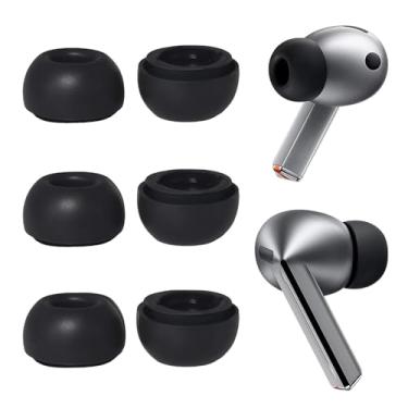 Imagem de Pontas de substituição de fones de ouvido de silicone compatíveis com fones de ouvido Samsung Galaxy Buds 3 Pro, tamanho grande, 3 pares, preto