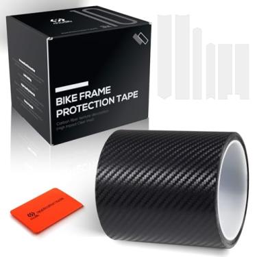 Imagem de Chooee Fita de proteção de quadro de bicicleta, adesivos protetores de quadro de bicicleta de alta viscosidade - 3 m (10.2 cm x 299.7 cm), padrão de fibra de carbono MTB/Road Ride Wrap Frame Protector