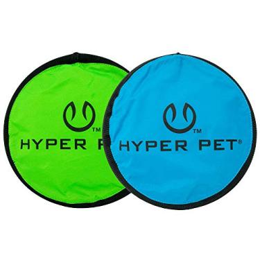 Imagem de Hyper Pet Flippy Flopper Brinquedo macio para cães com disco voador de 23 cm, flutua na água e segura nos dentes, para todas as raças, pacote com 2 (cores podem variar)