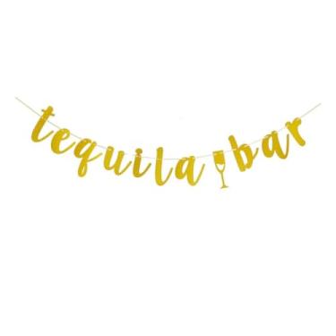 Imagem de SNFHWL Faixa de barra de tequila, placa de festa temática de festa mexicana dourada, guirlandas de suprimentos de decoração de festa de aniversário