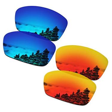Imagem de SmartVLT Lentes de substituição masculinas Ice Blue & Fire Red para óculos de sol Oakley Plaintiff Squared OO4063
