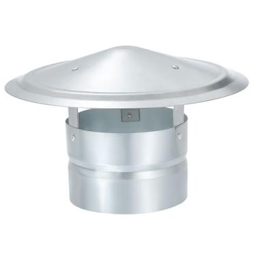 Imagem de YOKIVE 1 peça de tampa de chaminé redonda de 15 cm, tampa de chaminé superior de cone de ferro galvanizado | Tampa de tubo de fogão, ótimo para telhado de combustão de ventilação externa