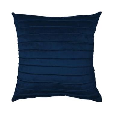 Imagem de Capa para Almofada Drapeada Line em Veludo Quadrada 50x50 Azul Marinho