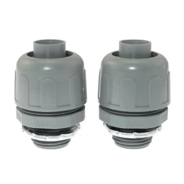 Imagem de RLECS 2 peças conector de mangueira NPT padrão americano 1/5.1 cm cinza conector apertado líquido não metálico conector de conduíte elétrico reto PVC acessórios de conduíte flexível ferramentas de
