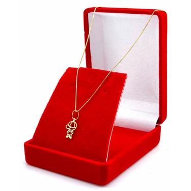 Imagem de Colar Feminino De Ouro 18k Gargantilha Veneziana 50cm Pingente Menino
