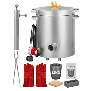 Imagem de Kit de forno de derretimento de propano de 12 kg, grande capacidade de 1,482 °C de fundição de forno doméstico de fundição de ouro prata cobre alumínio metal reciclagem ferramenta de fundição forja