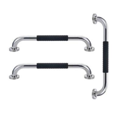 Imagem de Barra de Apoio 60cm Inox Suporte Antiderrapante Banheiro Box Kit 3 uni