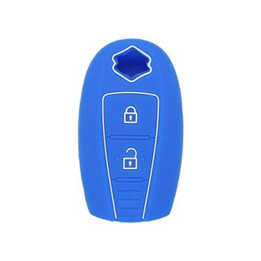 Imagem de SEGADEN Capa Protetora de Silicone Capa Suporte de Pele Jaqueta Compatível com SUZUKI 2 Botões Controle Remoto Fob CV4543 Azul Profundo