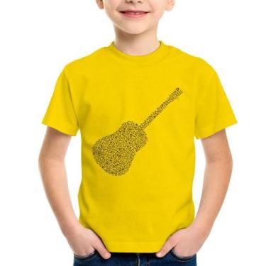 Imagem de Camiseta Infantil Violão Notas Musicais - Foca na Moda, Amarelo, 12