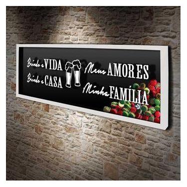 Imagem de Quadro Porta Tampinhas Brindo a Casa - Quadro Novo, Branco, 90 x 35 cm