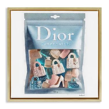 Imagem de Stupell Industries Glam Brand Gummy Fashion Gold Floater Framed Canvas Wall Art Design por Amanda Greenwood, 25 x 25