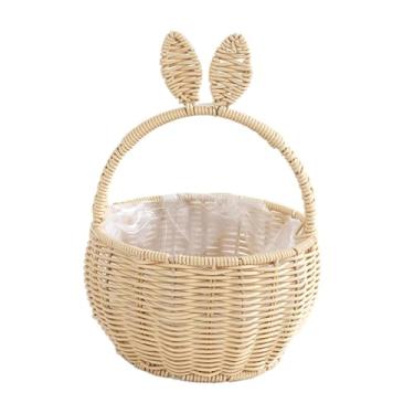 Imagem de WeiLaiKeQi Imitação de cesta de armazenamento de imitação de cesto de cesta de flores com alça e cesta de frutas para alimentos para acampar pão de café da manhã