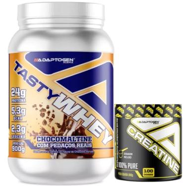 Imagem de Tasty Whey 3W Sabor Chocomaltine 900g + Creatina 300g - Adaptogen Science