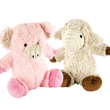 Imagem de Giftable World Brinquedo de pelúcia para animais de estimação de 17 cm, porco e cordeiro com brinquedo de mastigação de cachorro Squeaker