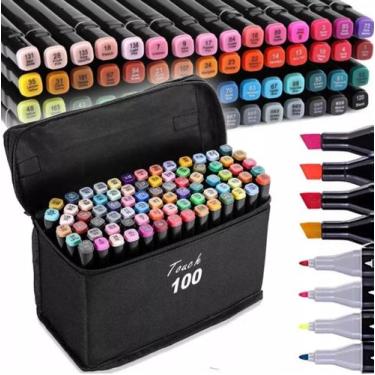 Imagem de Conjunto de Canetinhas Touch Coloridas com 100 Peças + Estojo - Fam