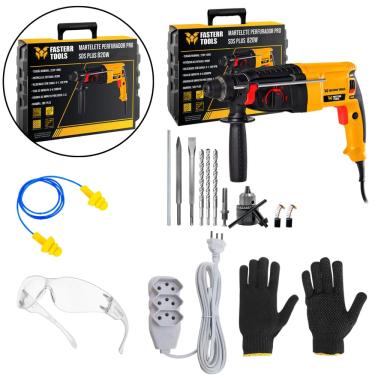 Imagem de Martelete Combinado Sds Plus 820w com Maleta, Mandril, Ponteira e Talhadeira + Kit de Alta Performance
