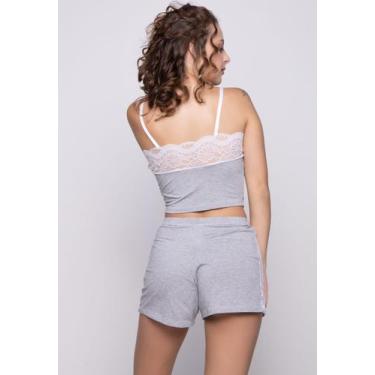 Imagem de Short Doll Feminino Malha Viscolycra Mescla ou Lisa  Com detalhe em Re