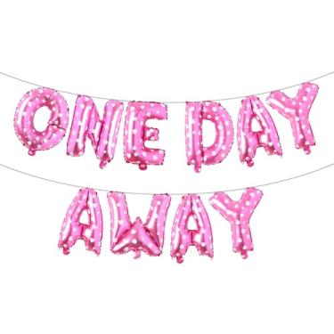 Imagem de One Day Away Rehearsal Dinner Banner, One Day Away Party Supplies Balloons Banner for Tomorrow We Do The Night Before Wedding Bridal Shower Photo Background Decorations (ONE DAY AWAY Pink Heart)